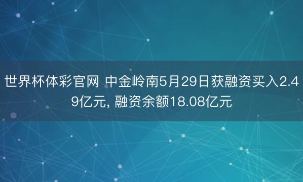世界杯体彩官网 中金岭南5月29日获融资买入2.49亿元， 融资余额18.08亿元