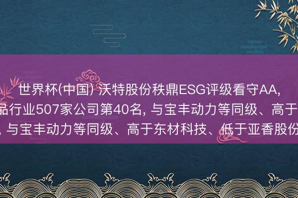 世界杯(中国) 沃特股份秩鼎ESG评级看守AA， 位居GICS三级化学成品行业507家公司第40名， 与宝丰动力等同级、高于东材科技、低于亚香股份等