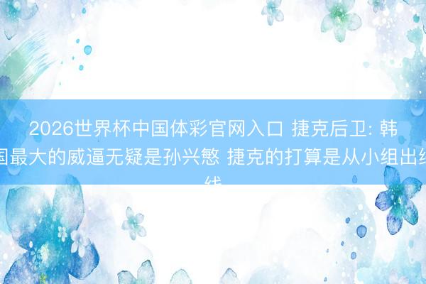 2026世界杯中国体彩官网入口 捷克后卫: 韩国最大的威逼无疑是孙兴慜 捷克的打算是从小组出线