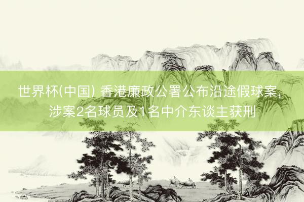 世界杯(中国) 香港廉政公署公布沿途假球案， 涉案2名球员及1名中介东谈主获刑