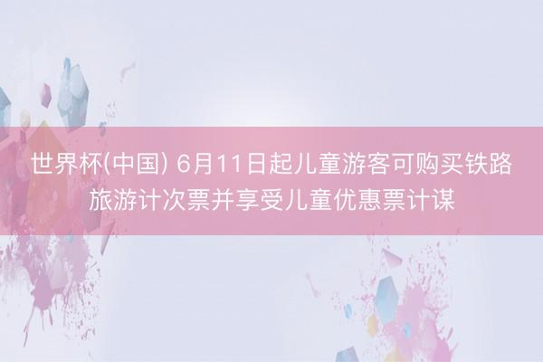 世界杯(中国) 6月11日起儿童游客可购买铁路旅游计次票并享受儿童优惠票计谋
