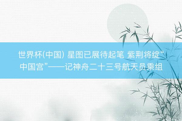 世界杯(中国) 星图已展待起笔 紫荆将绽“中国宫”——记神舟二十三号航天员乘组