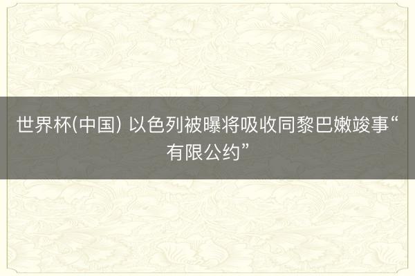 世界杯(中国) 以色列被曝将吸收同黎巴嫩竣事“有限公约”