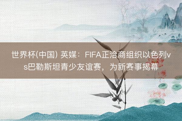 世界杯(中国) 英媒：FIFA正洽商组织以色列vs巴勒斯坦青少友谊赛，为新赛事揭幕