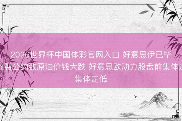 2026世界杯中国体彩官网入口 好意思伊已毕停碎裂公约致原油价钱大跌 好意思欧动力股盘前集体走低